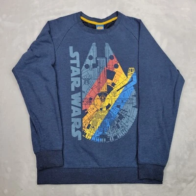 Star Wars Sweater Mens Medium Blue Pullover Sweater Millennium Falcon Adult Med - Image 1 of 4