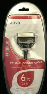 Ativa Connect Parallel Printer Cable IEEE 1284 6Ft 828-530 DB25 Male/CEN36 Male - Picture 1 of 2