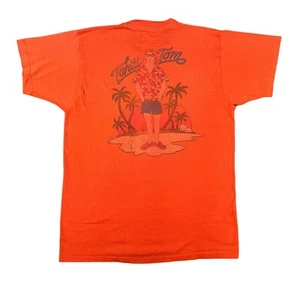 Vintage 70s Tahiti Tom Single Stitch T Shirt Size M Orange Tee Cotton Poly Blend - Picture 1 of 10