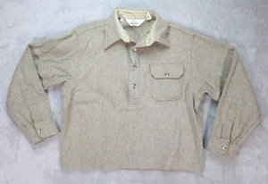 Vintage 70s 80s Woolrich Brown Long Sleeve Pullover Jacket Large Tweed - Picture 1 of 3