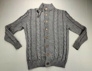 Paul Jones Mens L Casual Stand Collar Cardigan Button Down Cable Knitted Sweater - Picture 1 of 10