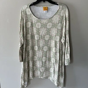 Ruby Rd Blouse Womens 1X Top Paisley 3/4 Sleeve Pink Green - Picture 1 of 9