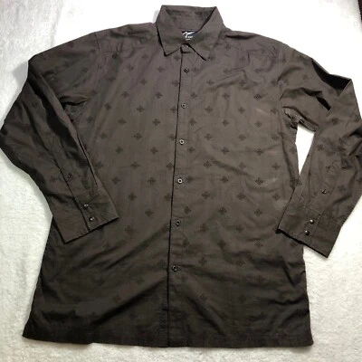 Alpinestars Shirt Mens XL Brown Long Sleeve Button Up Peal Snap Sleeves * - Image 1 of 4