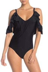 Nicole Miller Rüschen Cold Shoulder Einteiler Badeanzug Neu mit Etikett - Bild 1 von 8