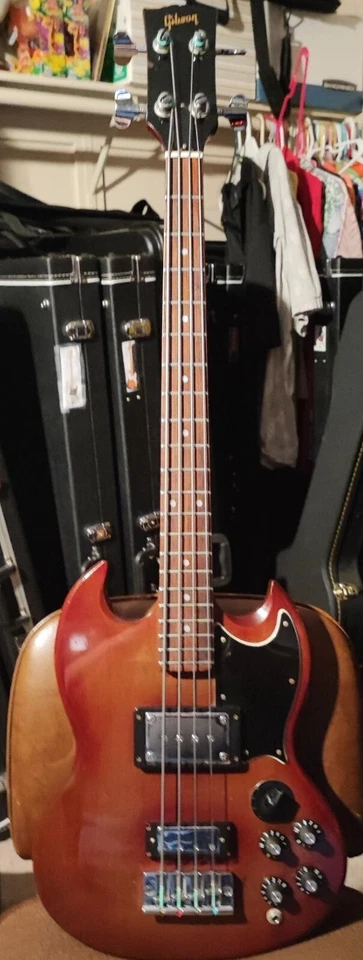 1973» винтажная вишня «GIBSON EB-3» с OHSC серийный #056076 в отличном состоянии - Изображение 1 из 4