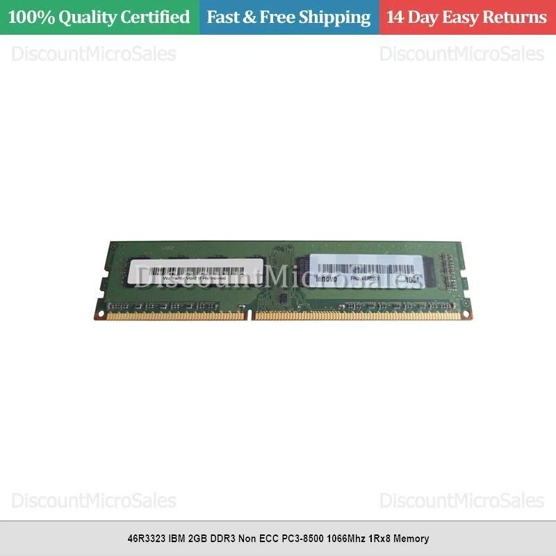 46R3323 IBM 2GB DDR3 Non ECC PC3-8500 1066Mhz 1Rx8 Memory - Image 1 of 1