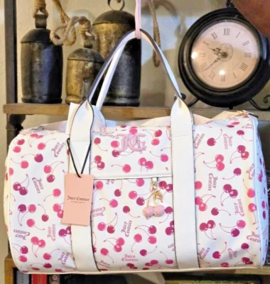 Nuevo con etiquetas Bolso de fin de semana Juicy Couture blanco rosa cereza en la parte superior oferta de viernes negro Foto 1 de 4