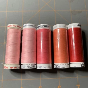 LOT 5 different Mettler Metrosene Thread Pink - Picture 1 of 2
