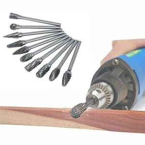 10 PCS Tungsten Rotary Burr Rasp Drill Bits Tungsten Die Grinding Carving Head - Picture 1 of 10