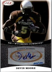 2009 SAGE Silver Auto RC #A36 Devin Moore /400 Wyoming Cowboys - Picture 1 of 2