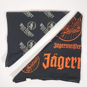 SET-2 Jägermeister & Wild Turkey Bandana Schal Taschentuch schwarz orange Elch Vintage - Bild 1 von 16