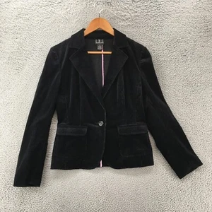 International Concept One Button Blazer Jacket Womens S Black Cotton Corduroy - Picture 1 of 11