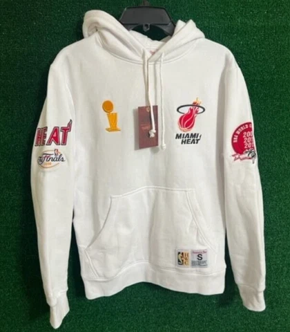 Men's Mitchell & Ness NBA Miami Heat Champ City White Rare Hoodie Size S Cover