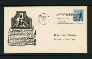 1933 FDC Scott # 734-8 Early Anderson Cachet VF Cover Gen. Thaddeus Kosciuszko - Picture 1 of 2