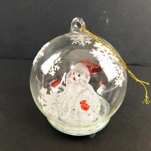 Santa Lighted Glass Snowflake Decorated Ornament Red Mitten Hat Deck The Halls  - Picture 1 of 12