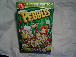 2014 PEBBLES SUGAR COOKIE HOLIDAY POST CEREAL CAJA VACÍA, Bamm-Bamm, Picapiedra - Imagen 1 de 6