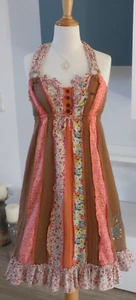 NTS Not The Same Impressionen Kleid Neckholder bestickt braun bunt 36 S NP 130€ - Bild 1 von 24