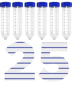 Tubos centrífugos cónicos de polipropileno de 50 ml, tapones de rosca y graduación blanca - Imagen 1 de 8