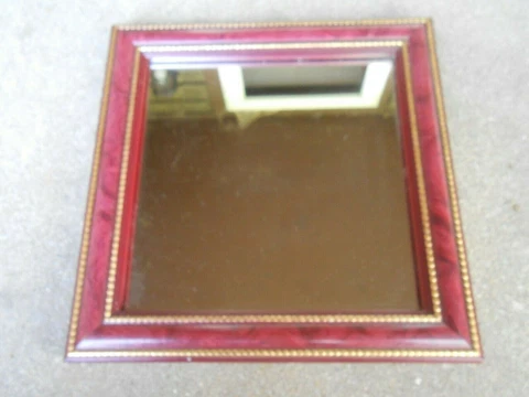 HOME INTERIOR  Wooden ACCENT MIRROR  10" Square Mahogany and Gold Cover