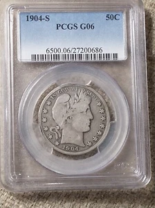 1904-S Semi-key Barber Half Dollar, PCGS G6 - Picture 1 of 3