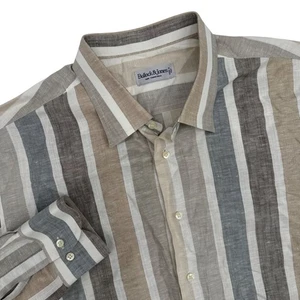 Bullock & Jones Linen Striped Button Up Shirt Mens XL Made in Italy Long Sleeve - Picture 1 of 6
