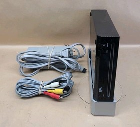 Nintendo Wii Console System RVL-101 512MB Black w/ Cables & Stand - Tested!
