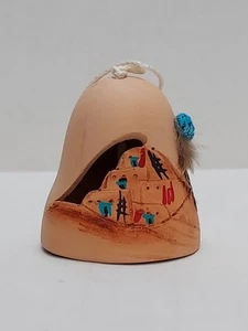 Native American Handcrafted Pottery Bell Hanging Christmas Tree Ornament  - Picture 1 of 10
