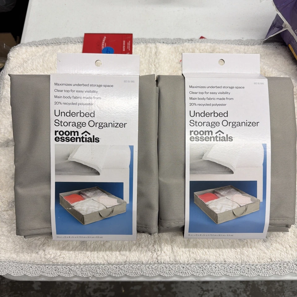 Organizador de armazenamento ROOM ESSENTIALS 29" x 23" conjunto de 2 top cinza transparente NOVO - Imagem 1 de 4