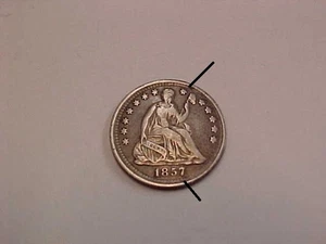 1028) 1857 Half Dime-VF-Reeding Error? Obverse & Reverse-Starts at $38.00 - Picture 1 of 6