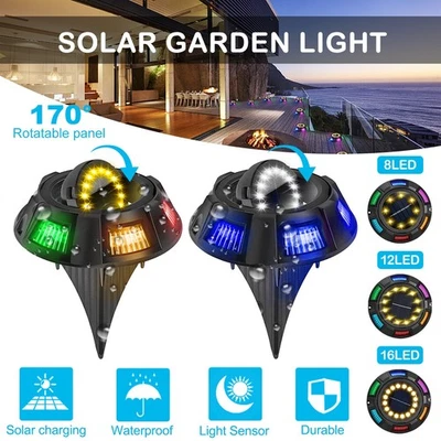 8/12/16LED Solar Ground Lights Outdoor Buried Lamp Disk LED Lawn Pathway Garden - Image 1 of 4