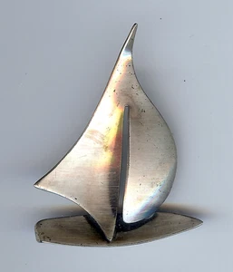 ORB BROCHE PRENDEDOR VELERO PLATA ESTERLINA VINTAGE - Imagen 1 de 2