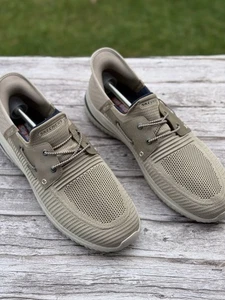 Skechers Men's Slip-Ins Delson 3.0 Roth Sneakers Tan/Navy #210606 Size 13 EUC - Picture 1 of 9