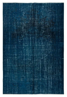 6x9 Ft Modern Area Rug in Solid Navy Blue, Hand-woven and Hand-knotted in Turkey - Image 1 of 4