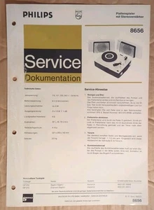 alte Reparaturanleitung, PHILIPS 8656, Plattenspieler, 70er Jahre - Bild 1 von 2