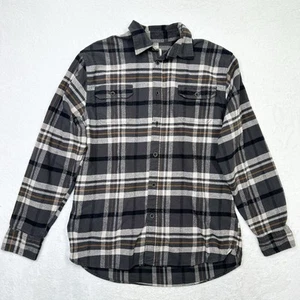 Camisa de franela Jachs para hombre grande alta LT marrón a cuadros peso pesado botón delantero - Imagen 1 de 11