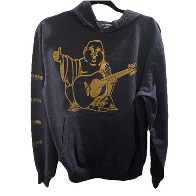 Moletom com capuz True Religion jeans Buda guitarra azul masculino tamanho grande - Imagem 1 de 4