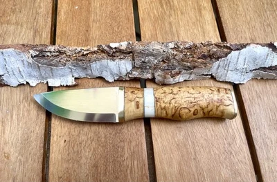 Jagdmesser, Karesuando  Skinner 80, Griff  karelische Maserbirke und Hirschhorn - Bild 1 von 4