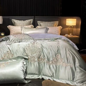 Luxury Bedding Set 100S Satin Egyptian Cotton Cover Set Bed Sheet Pillow Cover - Bild 1 von 17