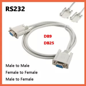 Serial RS232 Cable Lead Plug Port Adapter Connector 9 Pin DB9 DB25 Male / Female - Picture 1 of 5