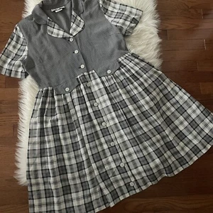 Vintage Lindsey Scott Dress Cottage Plaid Size 12 Short Sleeve Flaw - Picture 1 of 7