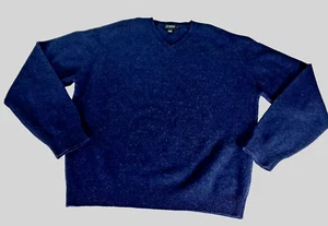 Maglione Vintage J Crew 100% Lana di Agnello Uomo XL Scollo a V Preppy Old Money Academia Navy - Foto 1 di 6