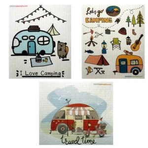 Mixed Camping Set of 3 each Swedish Dishcloth | ECO Friendly Absorbent Cleaning - Picture 1 of 6