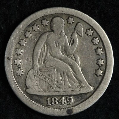 1849-O Seated Liberty Silver Dime VF+ E165 TXMB Foto 1 de 2