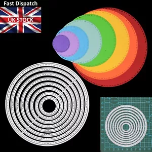 Nest of 8 Circle Round Stitch Patterned Metal Cutting Dies, Scrapbooking, D9 - Picture 1 of 10