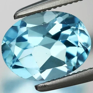Pietra preziosa brasiliana 1,56 ct p.w 8x6 mm ovale topazio naturale blu cielo - Foto 1 di 4