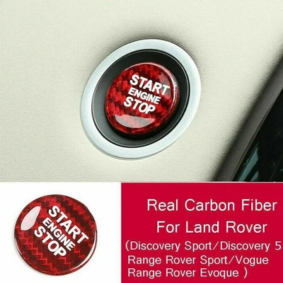 Cubierta roja del botón de arranque del motor de fibra de carbono para Land Rover Range Rover Discovery Foto 1 de 4