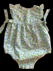 Lilly Pulitzer EUC Blue Monkey Ruffled 100% Woven Cotton Bubble-18-24Mos - Picture 1 of 5