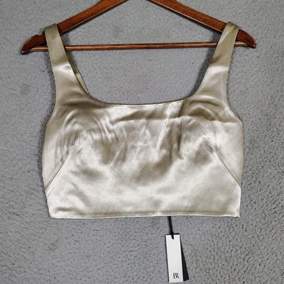 Banana Republic Tank Top Womens 2 Champagne Satin Square-Neck Cropped Party NWT - Image 1 of 4