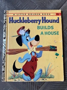 RARE 1959 Little Golden Book #376 Huckleberry Hound Builds a House "B” Print 25c - Imagen 1 de 10