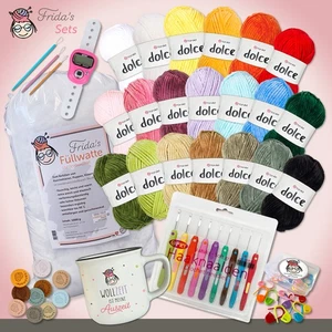 Set Di Filati Frida Dolce 67 Pezzi YarnArt Chenille Lana Tazza Aghi Imbottitura - Foto 1 di 9